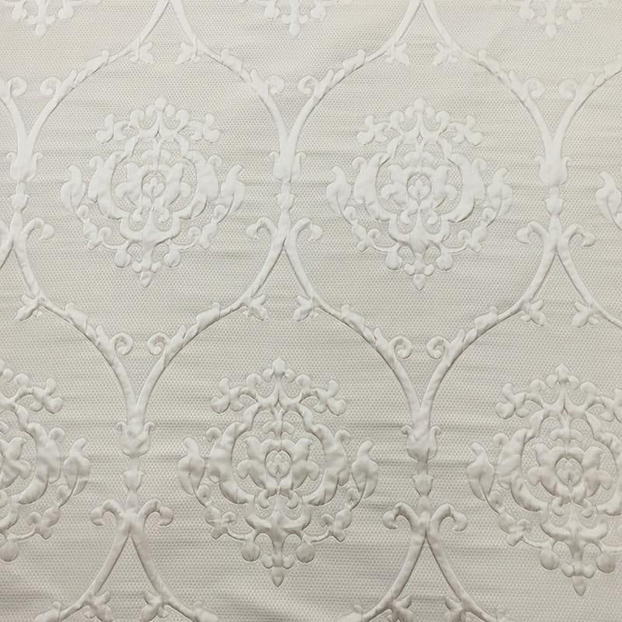 Troy Fabric in color Ivory is a Embossed Matelasse Damask Fabric pattern good for Drapery & Curtain Fabric and Upholstery Fabric