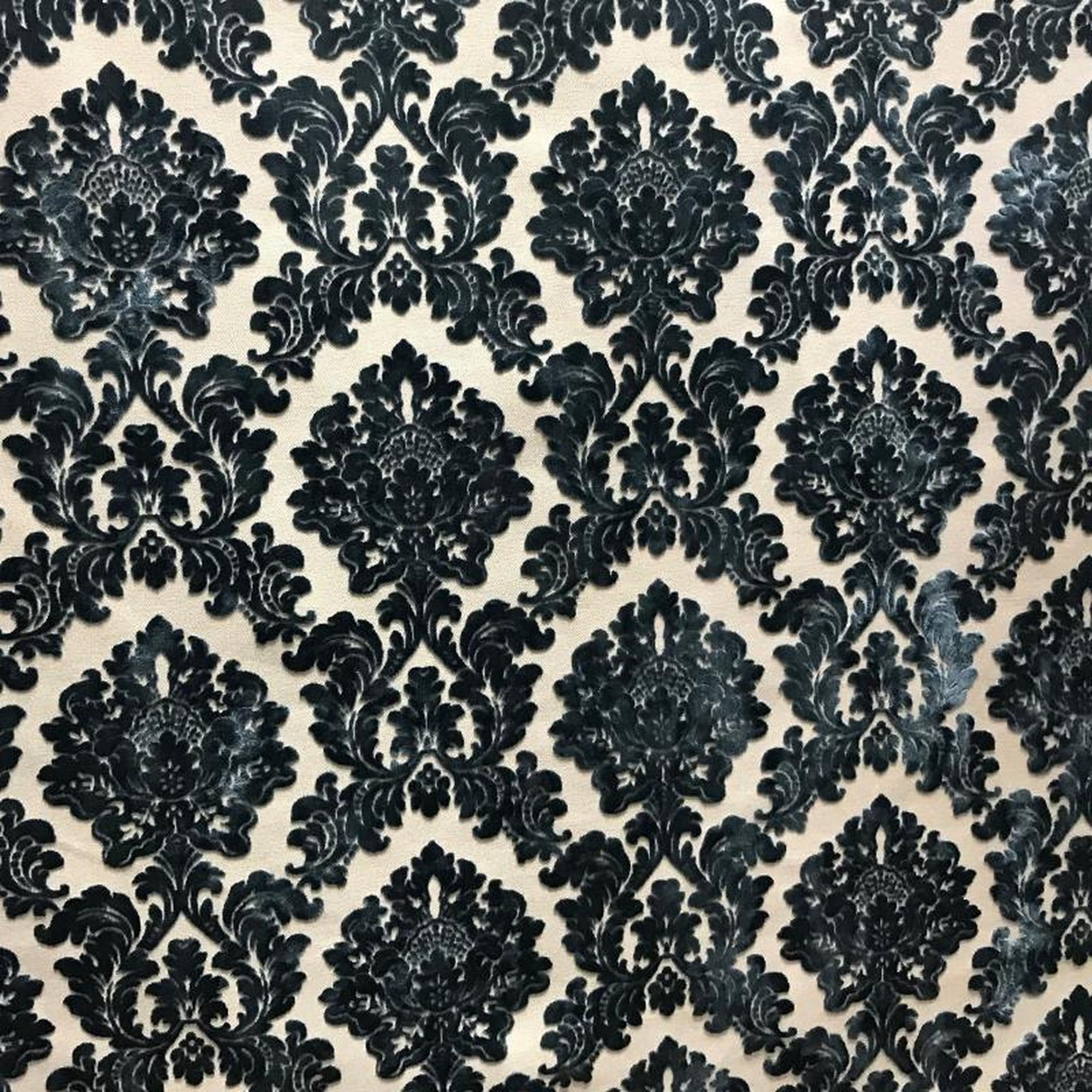Valentino fabric in color Ocean showcasing fabric traditional damask cut velvet upholstery fabric & drapery & curtain fabric.
