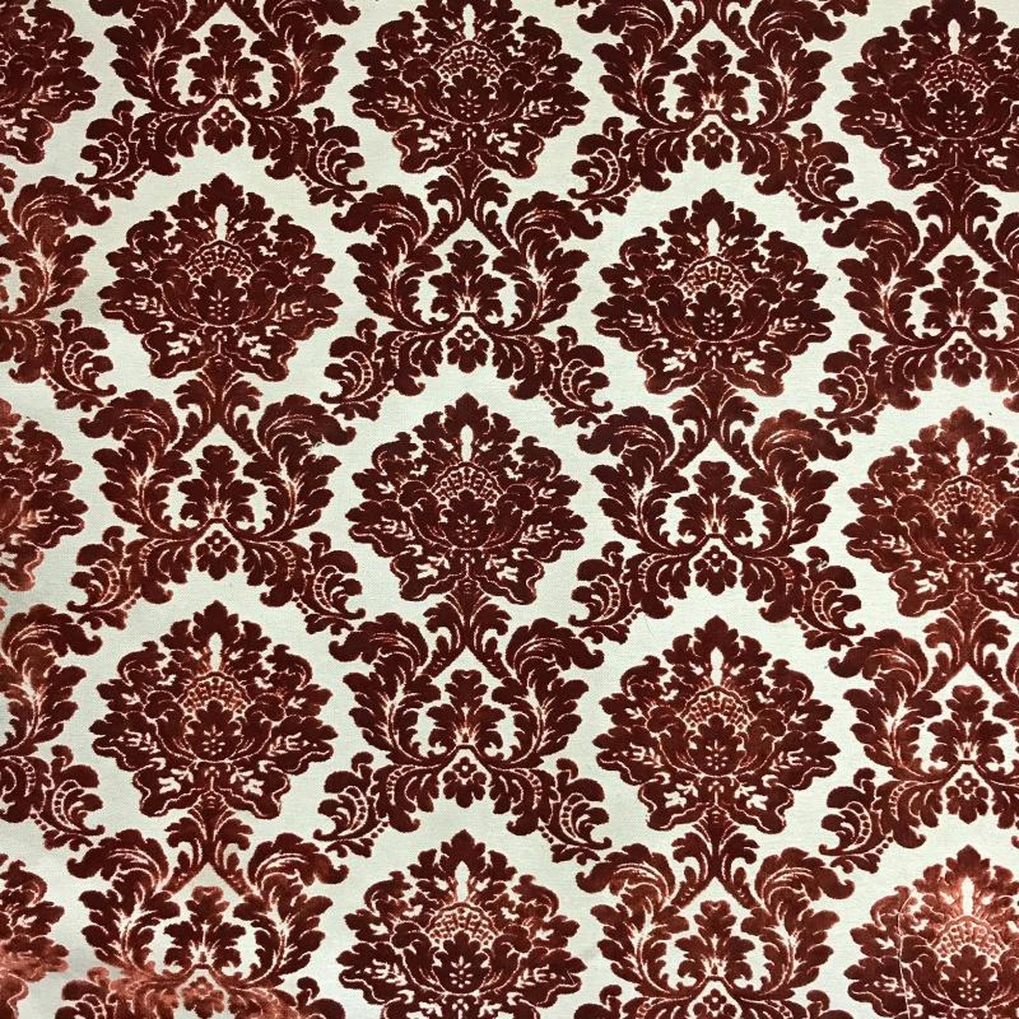 Valentino fabric in color Orange showcasing fabric traditional damask cut velvet upholstery fabric & drapery & curtain fabric.