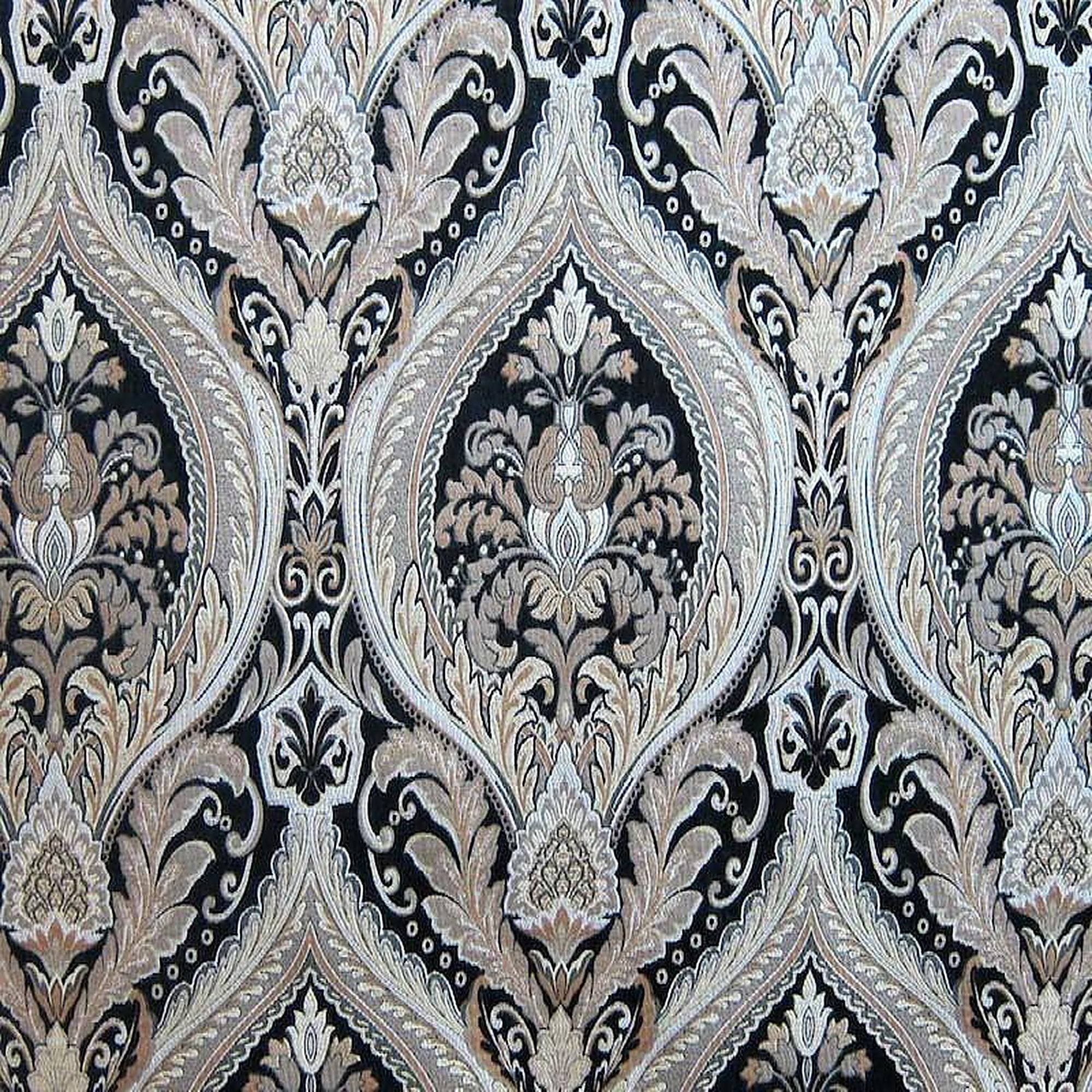 Valley Fabric in color Black is a Floral Damask Fabric pattern good for Drapery & Curtain Fabric and Upholstery Fabric