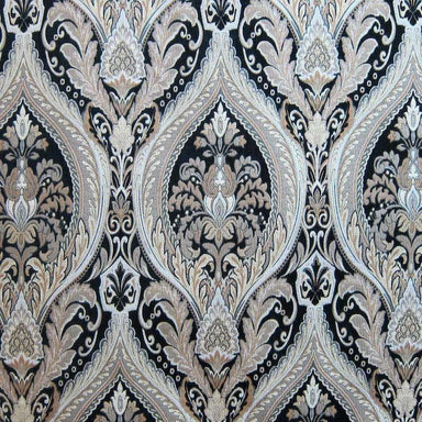 Valley Fabric in color Black is a Floral Damask Fabric pattern good for Drapery & Curtain Fabric and Upholstery Fabric