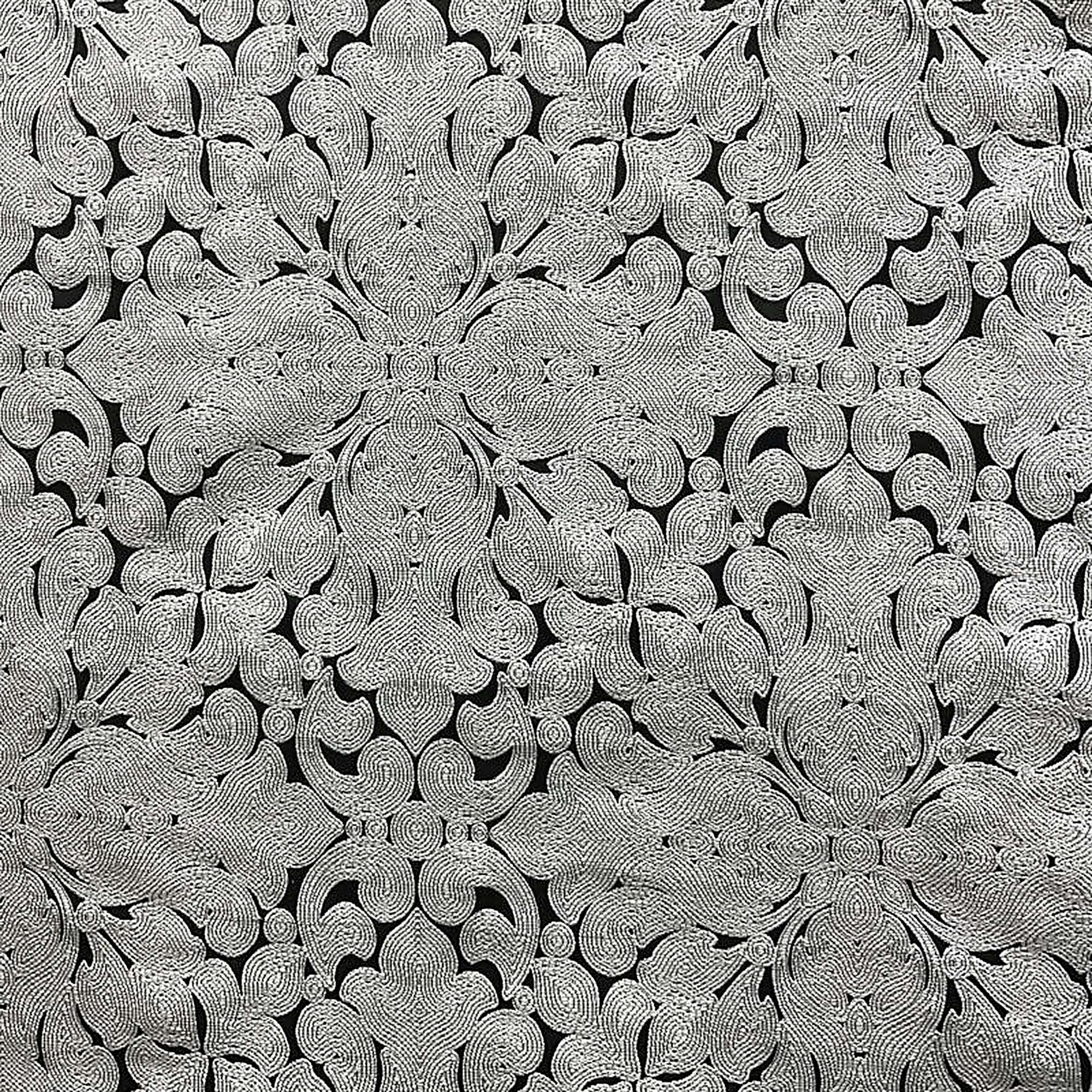 Washington Fabric in color Ebony is a Floral Embroidered Damask Fabric pattern good for Upholstery Fabric