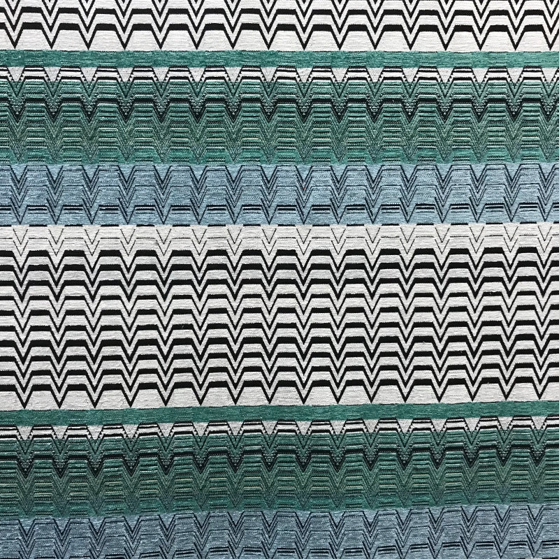 Westwood Fabric in color Aquamarine is a Multicolored Chevron Fabric pattern good for Upholstery Fabric