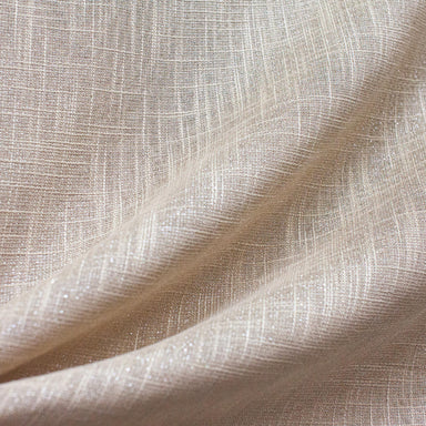 Zeil fabric in color Beige showcasing fabric solid metallic thread sheer drapery & curtain fabric.