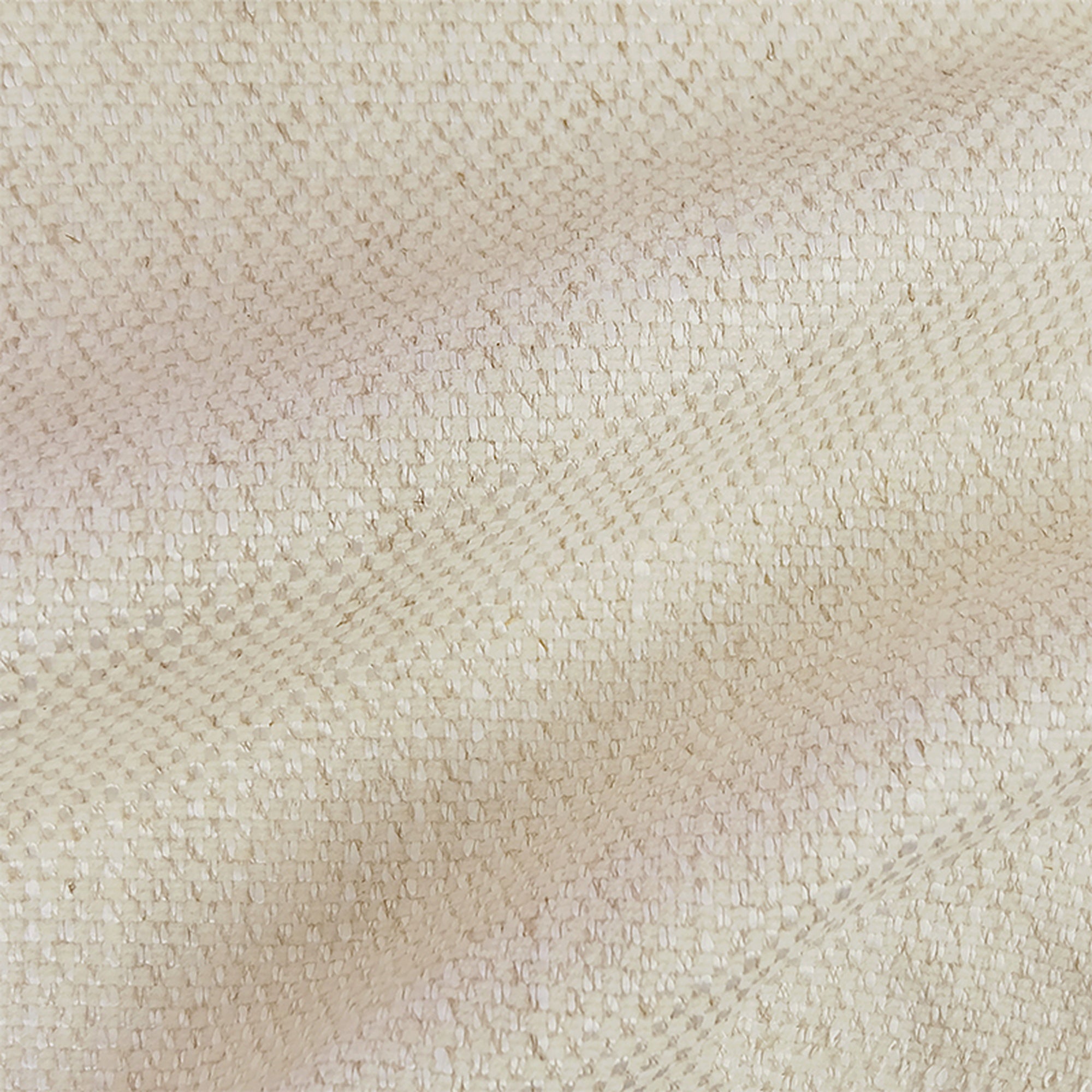 Close-up texture of a beige solid linen blend fabric.